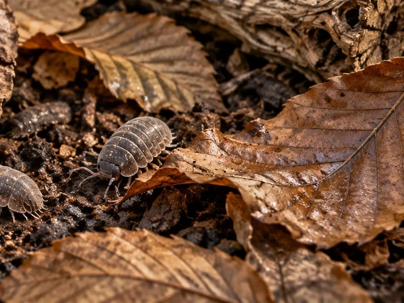 Ribbed Beech leaf and fine litter at isopod scale