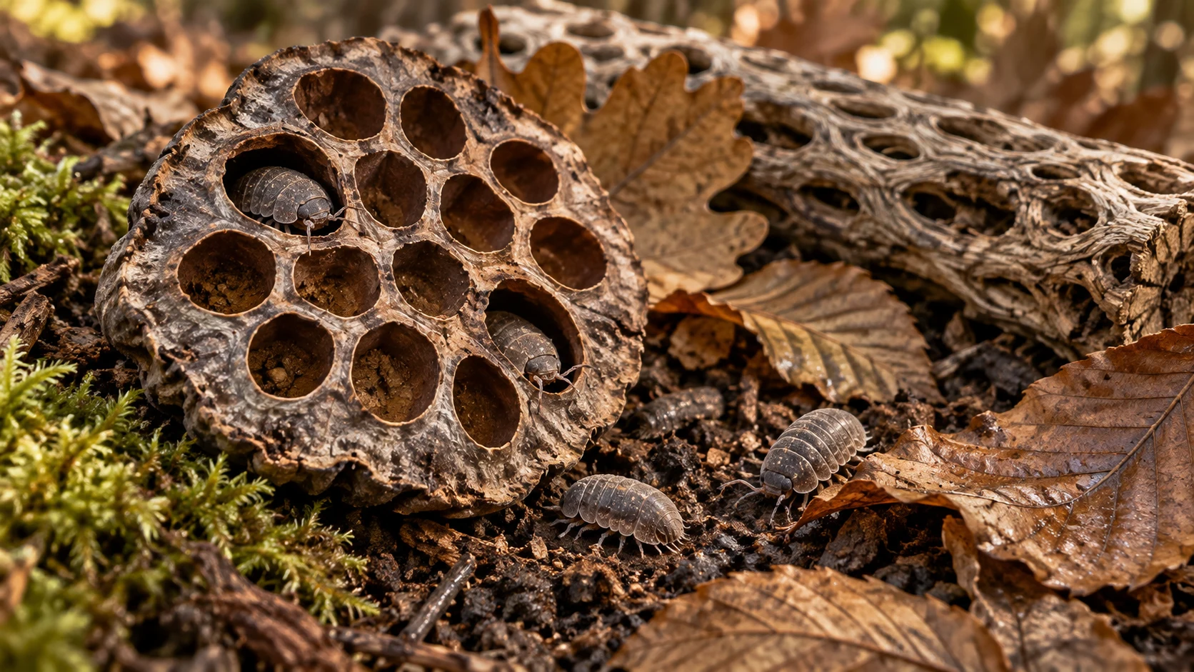 Isopod habitat illustration with a lotus head
