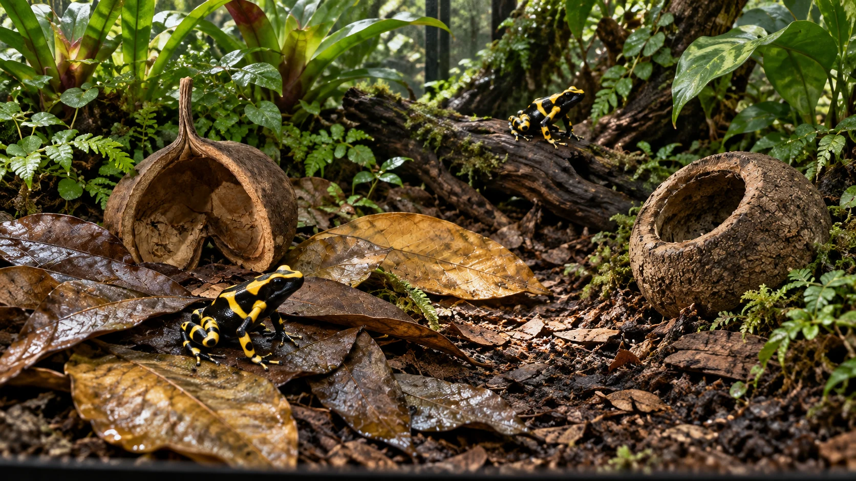 Naturalistic terrarium habitat illustration